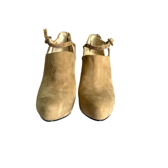 Enzo Angiolini Suede Glitter Strappy Ankle Booties Heels Back Zip 4.5” Sz 8.5M - Picture 6 of 9